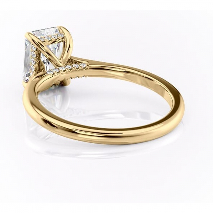 Inel de logodnă Aria din aur Galben 14kt cu moissanite tăietură radiantă – Solitar rafinată pentru profil înalt | Personalizează și configurează gratuit online [4]