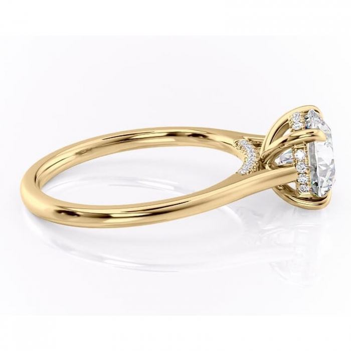 Inel de logodnă Aria din aur Galben 14kt cu moissanite tăietură rotundă – Solitar rafinată pentru profil înalt | Personalizează și configurează gratuit online [2]