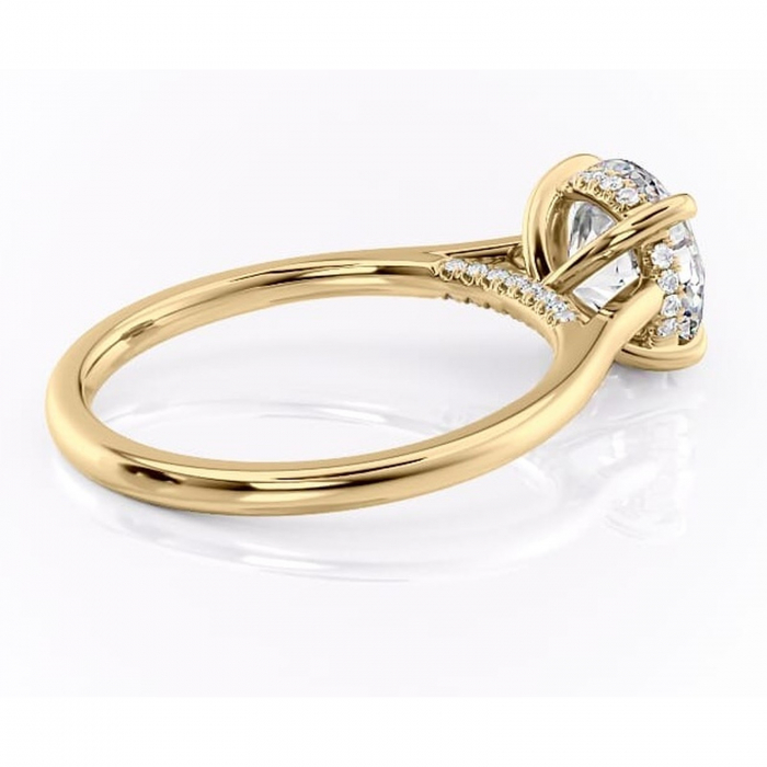 Inel de logodnă Aria din aur Galben 14kt cu moissanite tăietură rotundă – Solitar rafinată pentru profil înalt | Personalizează și configurează gratuit online [3]