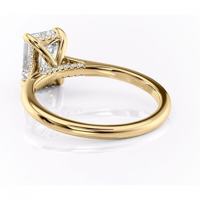 Inel de logodnă Aria din aur Galben 18kt cu moissanite tăietură smarald – Solitar rafinată pentru profil înalt | Personalizează și configurează gratuit online [4]