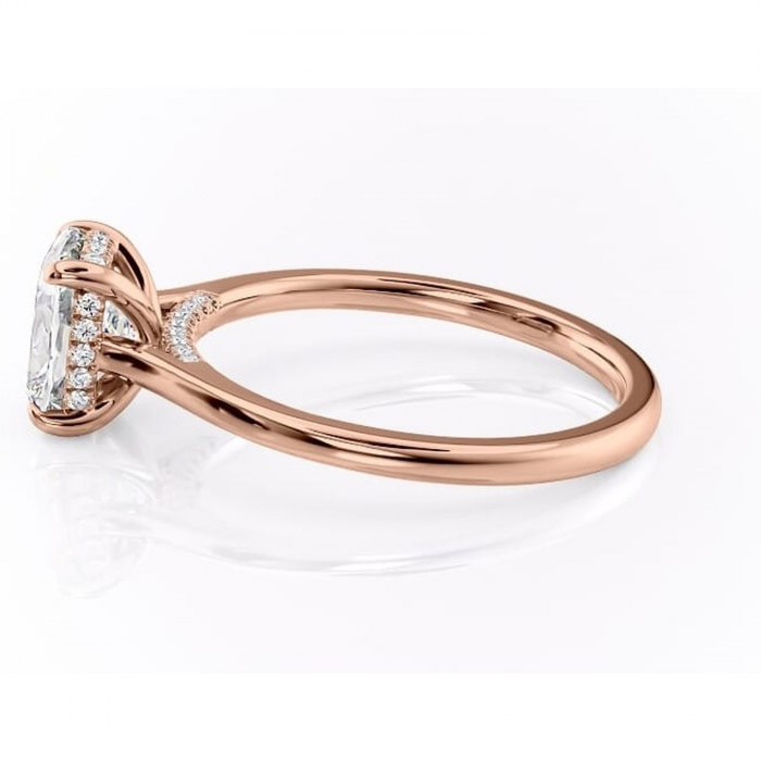 Inel de logodnă Aria din aur Rose 14kt cu moissanite tăietură asscher – Solitar rafinată pentru profil înalt | Personalizează și configurează gratuit online [6]