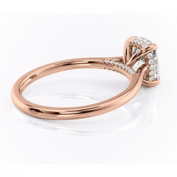Inel de logodnă Aria din aur Rose 14kt cu moissanite tăietură asscher – Solitar rafinată pentru profil înalt | Personalizează și configurează gratuit online [3]