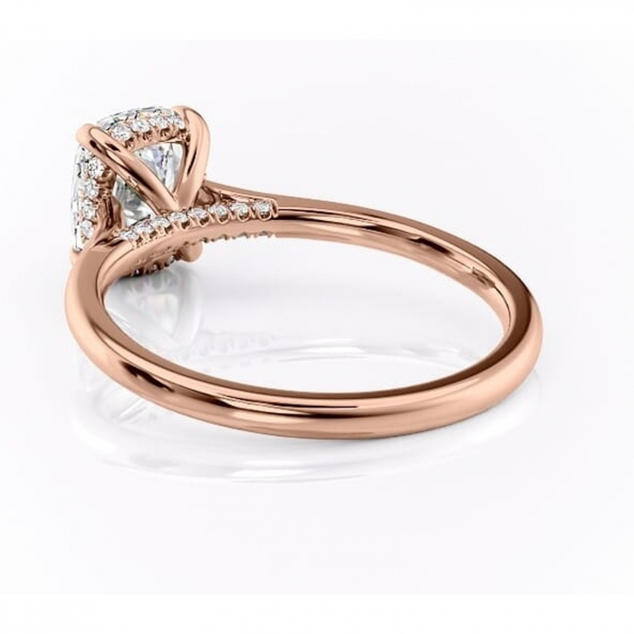 Inel de logodnă Aria din aur Rose 14kt cu moissanite tăietură asscher – Solitar rafinată pentru profil înalt | Personalizează și configurează gratuit online [4]