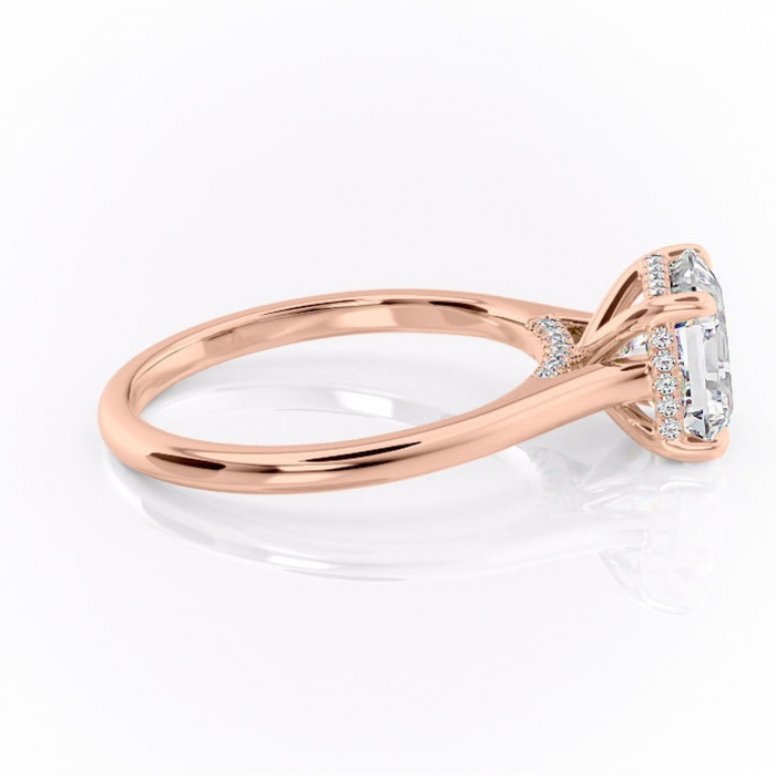Inel de logodnă Aria din aur Rose 18kt cu moissanite tăietură asscher – Solitar rafinată pentru profil înalt | Personalizează și configurează gratuit online [2]