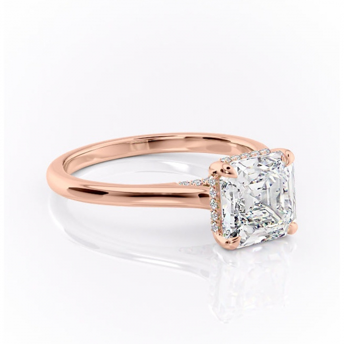 Inel de logodnă Aria din aur Rose 18kt cu moissanite tăietură asscher – Solitar rafinată pentru profil înalt | Personalizează și configurează gratuit online [1]