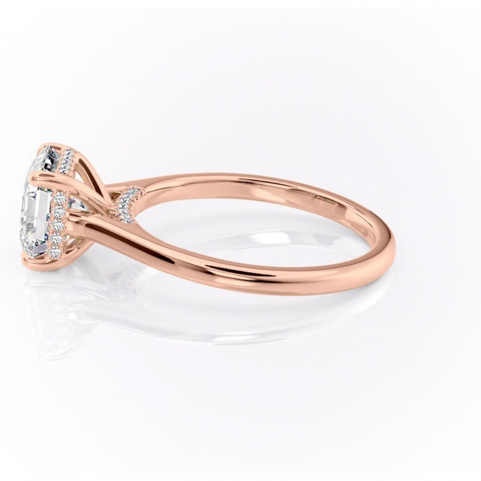 Inel de logodnă Aria din aur Rose 18kt cu moissanite tăietură asscher – Solitar rafinată pentru profil înalt | Personalizează și configurează gratuit online [6]