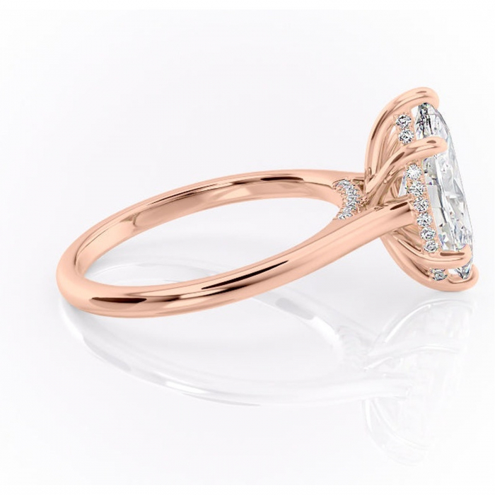 Inel de logodnă Aria din aur Rose 14kt cu moissanite tăietură marquise – Solitar rafinată pentru profil înalt | Personalizează și configurează gratuit online [2]