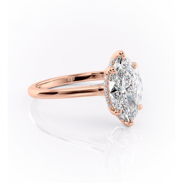 Inel de logodnă Aria din aur Rose 14kt cu moissanite tăietură marquise – Solitar rafinată pentru profil înalt | Personalizează și configurează gratuit online [1]