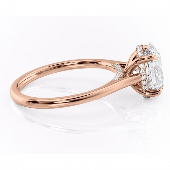Inel de logodnă Aria din aur Rose 18kt cu moissanite tăietură ovală – Solitar rafinată pentru profil înalt | Personalizează și configurează gratuit online [2]