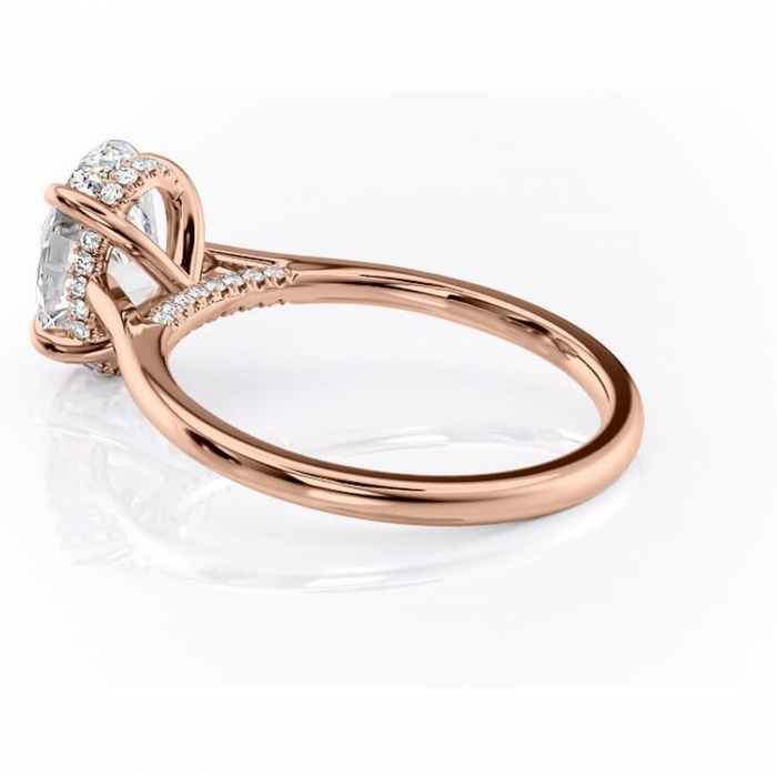 Inel de logodnă Aria din aur Rose 18kt cu moissanite tăietură ovală – Solitar rafinată pentru profil înalt | Personalizează și configurează gratuit online [5]