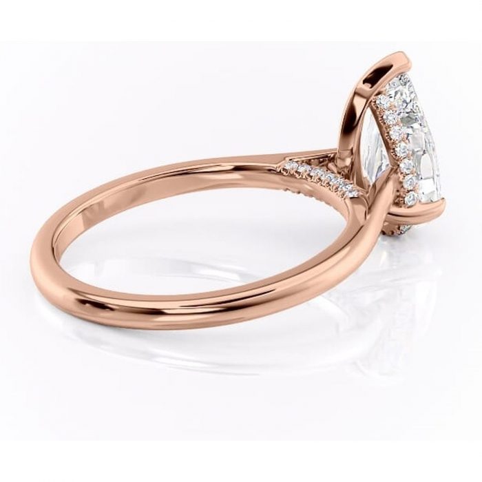 Inel de logodnă Aria din aur Rose 18kt cu moissanite tăietură pară – Solitar rafinată pentru profil înalt | Personalizează și configurează gratuit online [3]