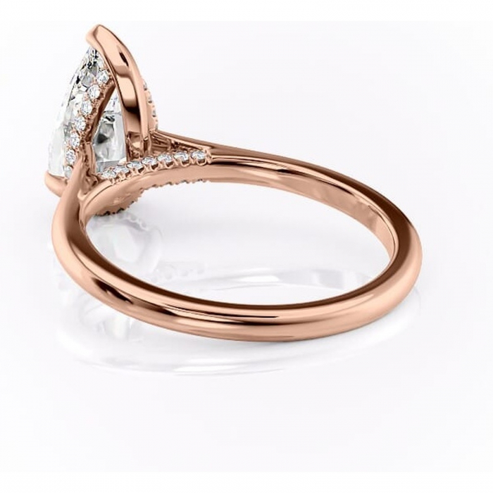 Inel de logodnă Aria din aur Rose 18kt cu moissanite tăietură pară – Solitar rafinată pentru profil înalt | Personalizează și configurează gratuit online [4]