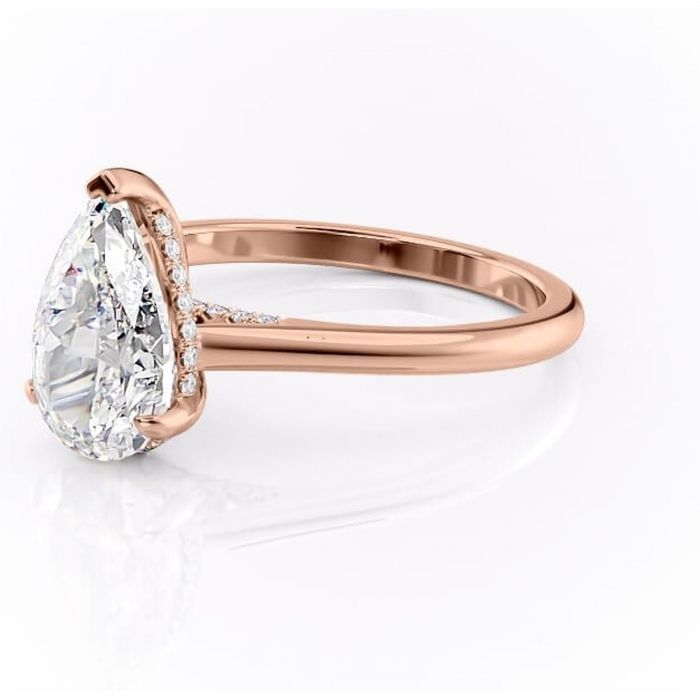 Inel de logodnă Aria din aur Rose 18kt cu moissanite tăietură pară – Solitar rafinată pentru profil înalt | Personalizează și configurează gratuit online [7]