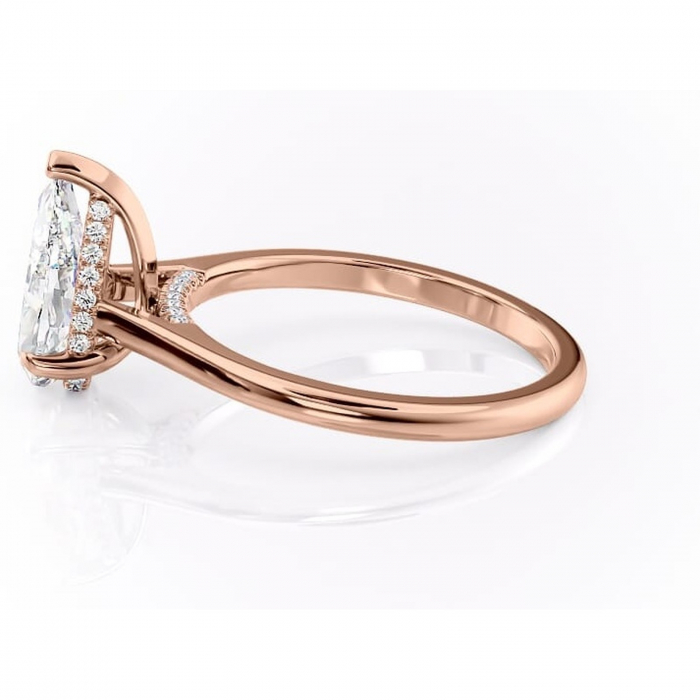 Inel de logodnă Aria din aur Rose 18kt cu moissanite tăietură pară – Solitar rafinată pentru profil înalt | Personalizează și configurează gratuit online [6]