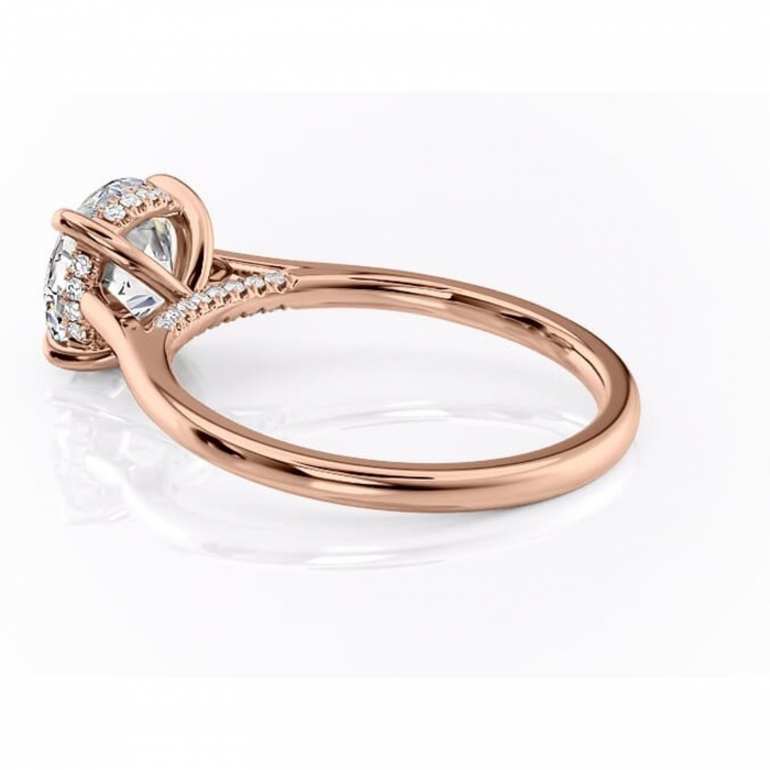 Inel de logodnă Aria din aur Rose 14kt cu moissanite tăietură rotundă – Solitar rafinată pentru profil înalt | Personalizează și configurează gratuit online [5]