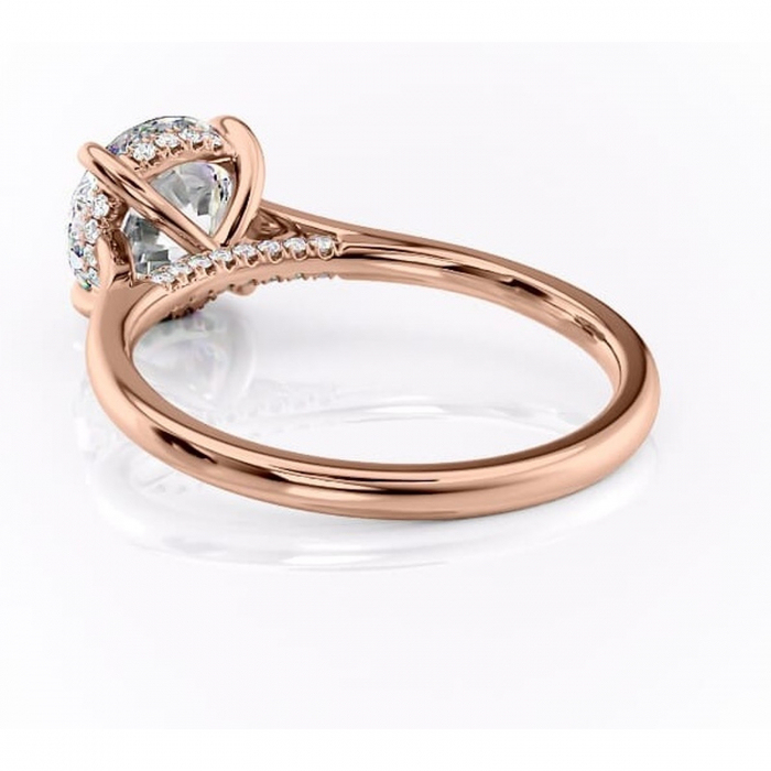 Inel de logodnă Aria din aur Rose 14kt cu moissanite tăietură rotundă – Solitar rafinată pentru profil înalt | Personalizează și configurează gratuit online [4]