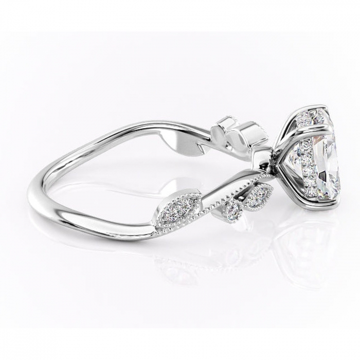 Inel de logodnă Aurelia din aur Alb 14kt cu moissanite tăietură asscher – Pietre laterale rafinată pentru profil înalt | Personalizează și configurează gratuit online [2]