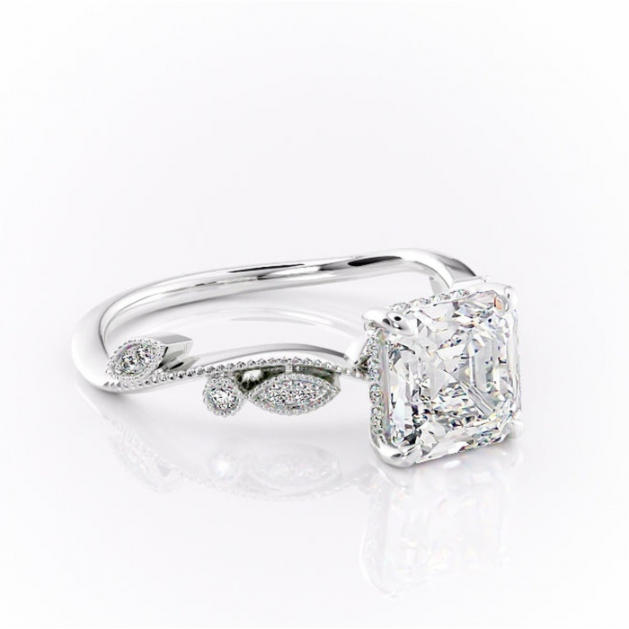 Inel de logodnă Aurelia din aur Alb 14kt cu moissanite tăietură asscher – Pietre laterale rafinată pentru profil înalt | Personalizează și configurează gratuit online [1]
