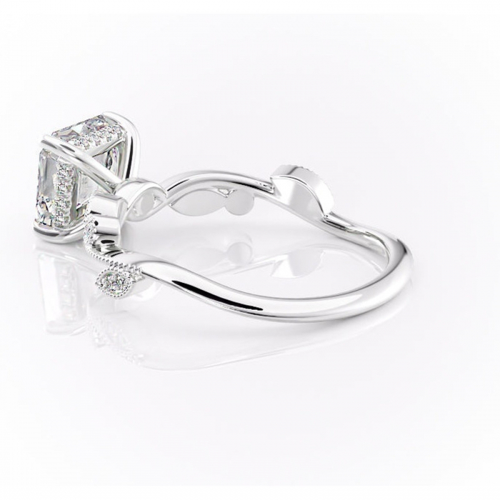 Inel de logodnă Aurelia din aur Alb 14kt cu moissanite tăietură asscher – Pietre laterale rafinată pentru profil înalt | Personalizează și configurează gratuit online [5]
