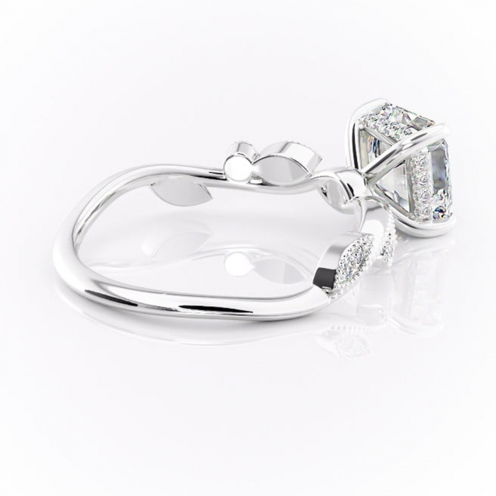 Inel de logodnă Aurelia din aur Alb 14kt cu moissanite tăietură asscher – Pietre laterale rafinată pentru profil înalt | Personalizează și configurează gratuit online [3]