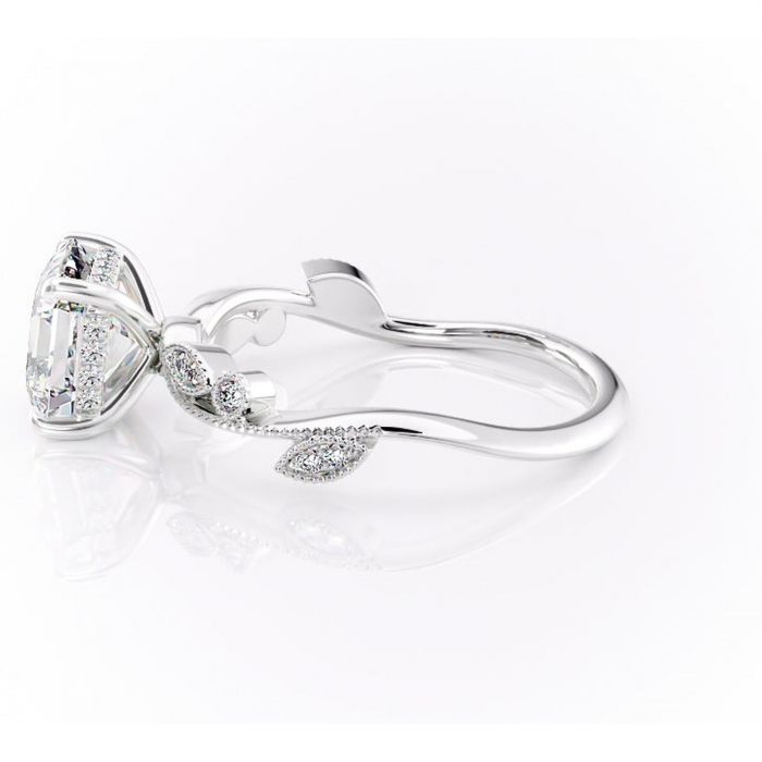 Inel de logodnă Aurelia din aur Alb 14kt cu moissanite tăietură asscher – Pietre laterale rafinată pentru profil înalt | Personalizează și configurează gratuit online [6]