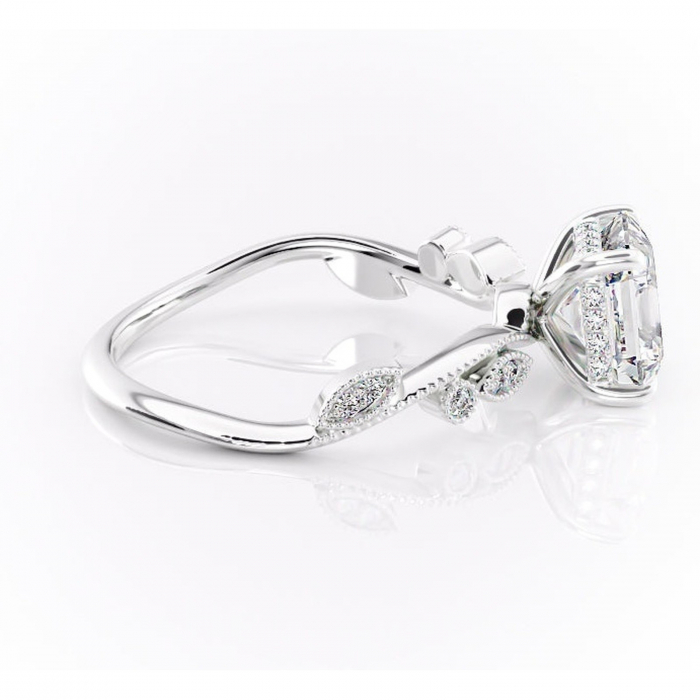 Inel de logodnă Aurelia din aur Alb 14kt cu moissanite tăietură asscher – Pietre laterale rafinată pentru profil înalt | Personalizează și configurează gratuit online [2]