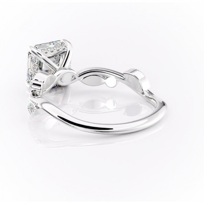 Inel de logodnă Aurelia din aur Alb 14kt cu moissanite tăietură asscher – Pietre laterale rafinată pentru profil înalt | Personalizează și configurează gratuit online [4]