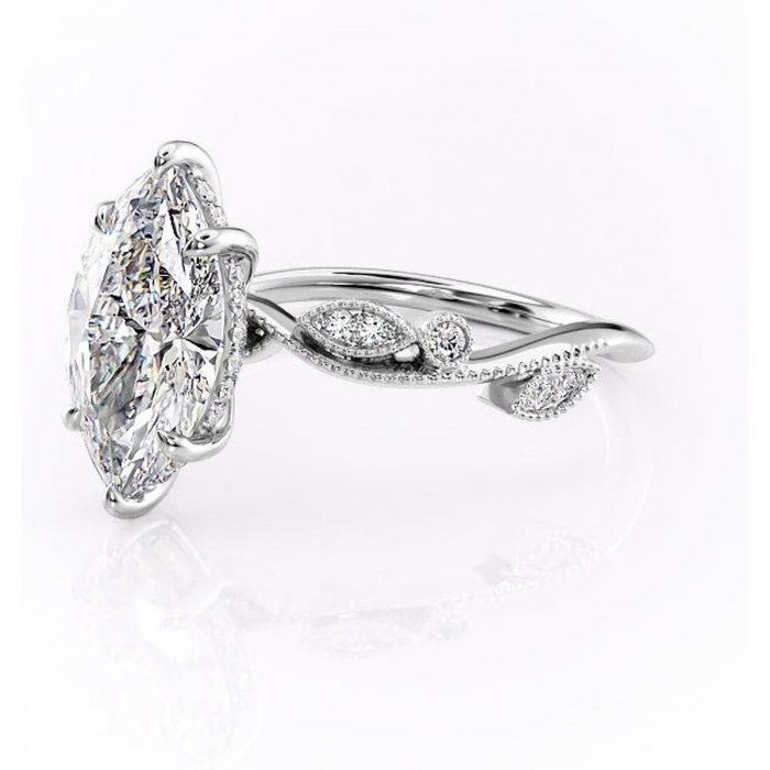 Inel de logodnă Aurelia din aur Alb 14kt cu moissanite tăietură marquise – Pietre laterale rafinată pentru profil înalt | Personalizează și configurează gratuit online [7]