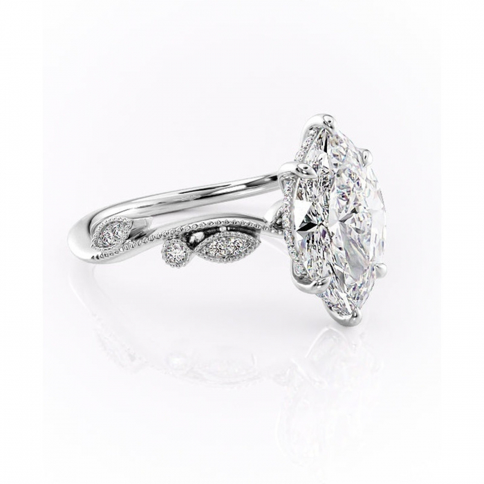 Inel de logodnă Aurelia din aur Alb 14kt cu moissanite tăietură marquise – Pietre laterale rafinată pentru profil înalt | Personalizează și configurează gratuit online [1]