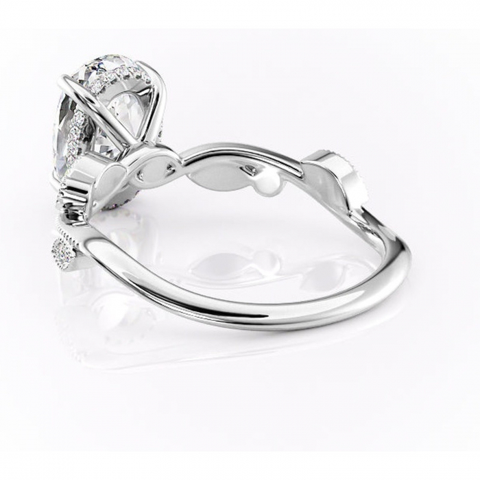 Inel de logodnă Aurelia din aur Alb 14kt cu moissanite tăietură ovală – Pietre laterale rafinată pentru profil înalt | Personalizează și configurează gratuit online [4]