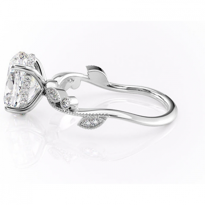 Inel de logodnă Aurelia din aur Alb 14kt cu moissanite tăietură ovală – Pietre laterale rafinată pentru profil înalt | Personalizează și configurează gratuit online [6]