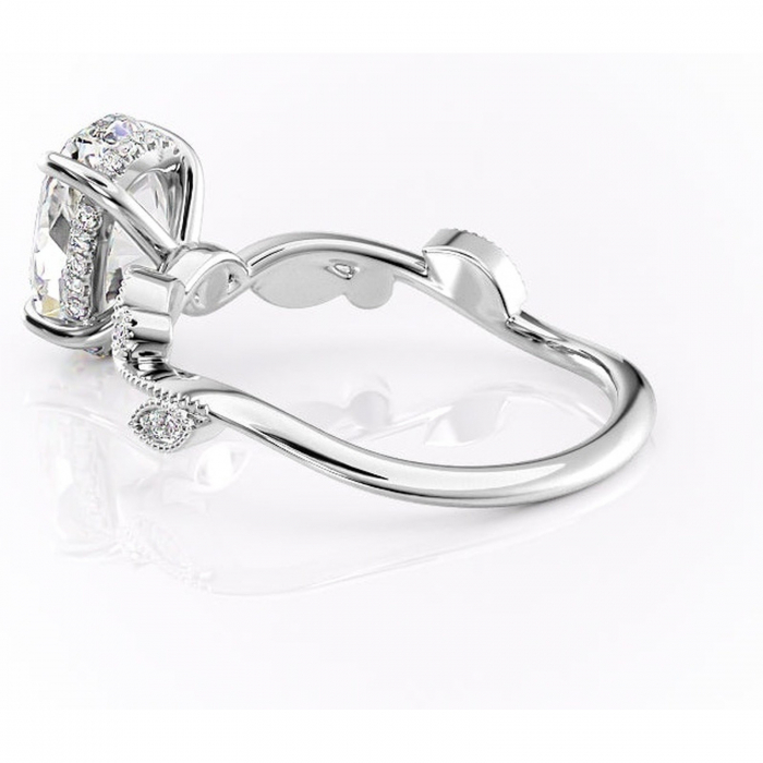 Inel de logodnă Aurelia din aur Alb 14kt cu moissanite tăietură ovală – Pietre laterale rafinată pentru profil înalt | Personalizează și configurează gratuit online [5]