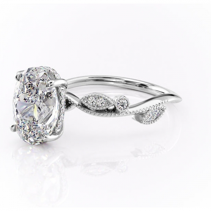 Inel de logodnă Aurelia din aur Alb 14kt cu moissanite tăietură ovală – Pietre laterale rafinată pentru profil înalt | Personalizează și configurează gratuit online [7]