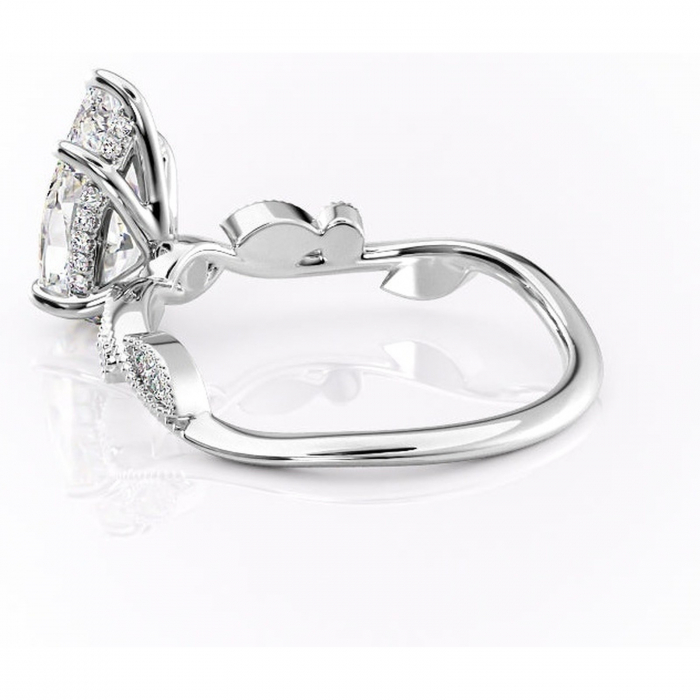 Inel de logodnă Aurelia din aur Alb 18kt cu moissanite tăietură pară – Pietre laterale rafinată pentru profil înalt | Personalizează și configurează gratuit online [5]