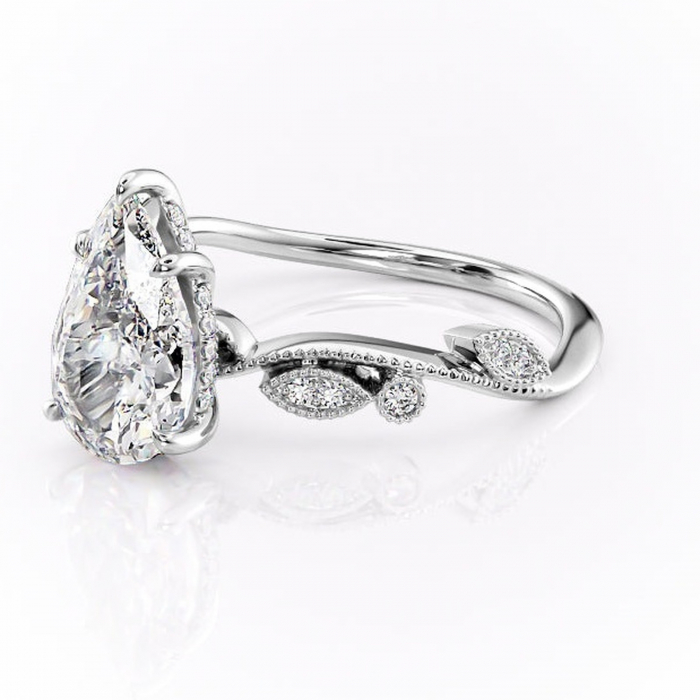 Inel de logodnă Aurelia din aur Alb 18kt cu moissanite tăietură pară – Pietre laterale rafinată pentru profil înalt | Personalizează și configurează gratuit online [7]