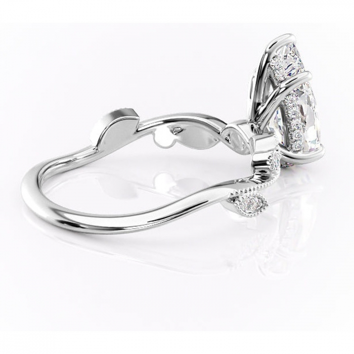 Inel de logodnă Aurelia din aur Alb 18kt cu moissanite tăietură pară – Pietre laterale rafinată pentru profil înalt | Personalizează și configurează gratuit online [3]