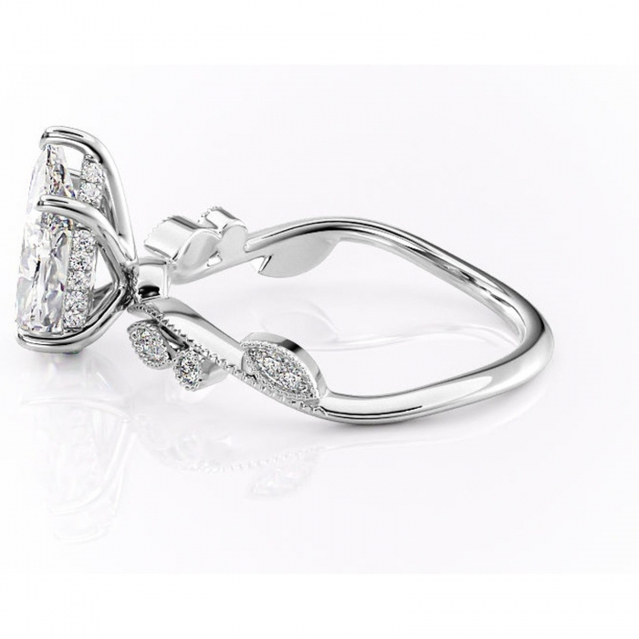 Inel de logodnă Aurelia din aur Alb 18kt cu moissanite tăietură pară – Pietre laterale rafinată pentru profil înalt | Personalizează și configurează gratuit online [6]