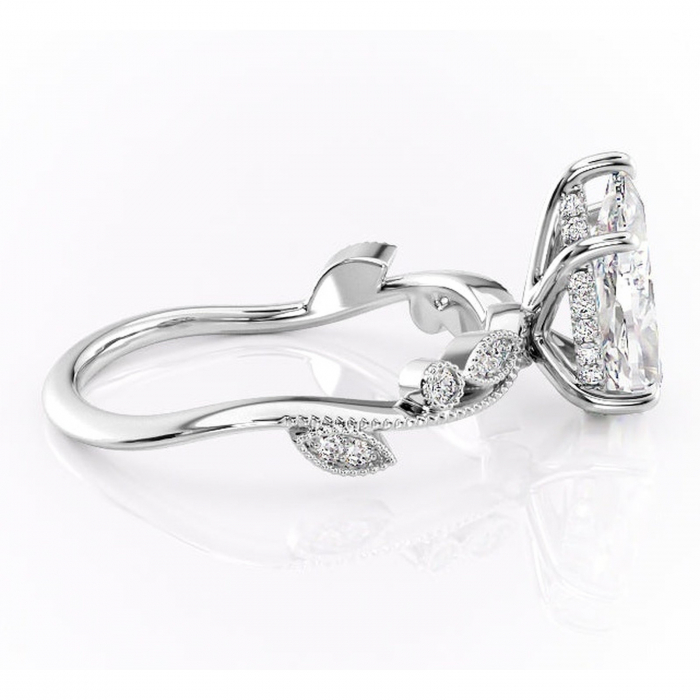 Inel de logodnă Aurelia din aur Alb 18kt cu moissanite tăietură pară – Pietre laterale rafinată pentru profil înalt | Personalizează și configurează gratuit online [2]