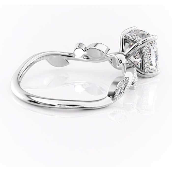 Inel de logodnă Aurelia din aur Alb 14kt cu moissanite tăietură pernă – Pietre laterale rafinată pentru profil înalt | Personalizează și configurează gratuit online [3]