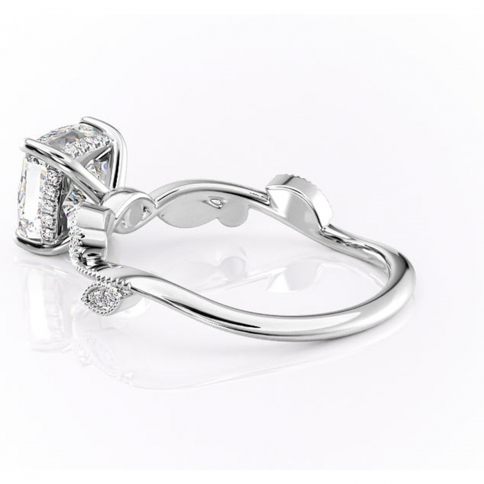 Inel de logodnă Aurelia din aur Alb 14kt cu moissanite tăietură pernă – Pietre laterale rafinată pentru profil înalt | Personalizează și configurează gratuit online [5]