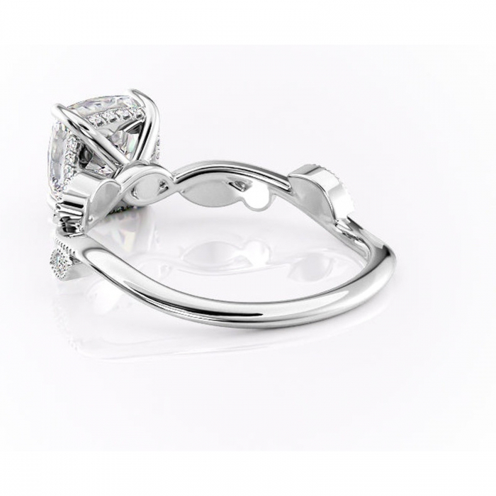 Inel de logodnă Aurelia din aur Alb 14kt cu moissanite tăietură pernă – Pietre laterale rafinată pentru profil înalt | Personalizează și configurează gratuit online [4]