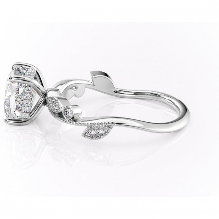 Inel de logodnă Aurelia din aur Alb 14kt cu moissanite tăietură pernă – Pietre laterale rafinată pentru profil înalt | Personalizează și configurează gratuit online [6]