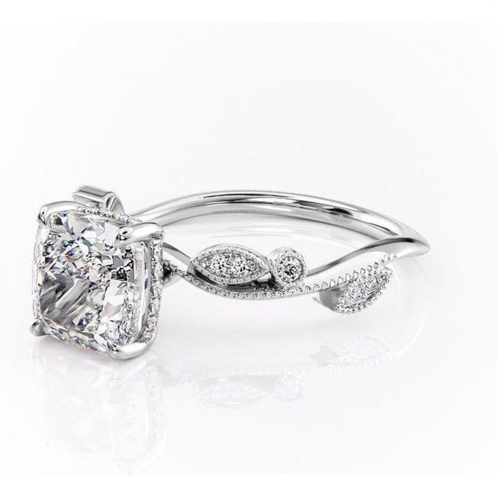 Inel de logodnă Aurelia din aur Alb 14kt cu moissanite tăietură pernă – Pietre laterale rafinată pentru profil înalt | Personalizează și configurează gratuit online [7]