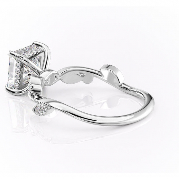 Inel de logodnă Aurelia din aur Alb 14kt cu moissanite tăietură princess – Pietre laterale rafinată pentru profil înalt | Personalizează și configurează gratuit online [5]