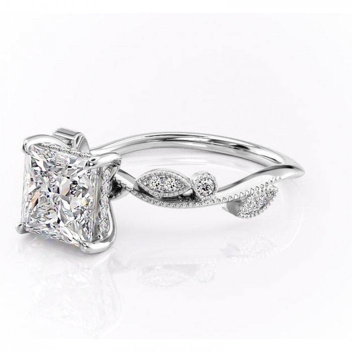 Inel de logodnă Aurelia din aur Alb 14kt cu moissanite tăietură princess – Pietre laterale rafinată pentru profil înalt | Personalizează și configurează gratuit online [7]