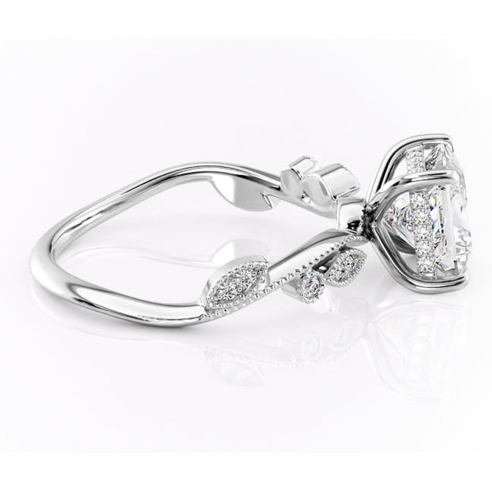 Inel de logodnă Aurelia din aur Alb 14kt cu moissanite tăietură princess – Pietre laterale rafinată pentru profil înalt | Personalizează și configurează gratuit online [2]