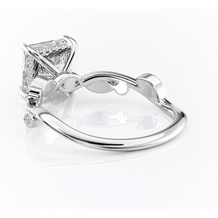 Inel de logodnă Aurelia din aur Alb 14kt cu moissanite tăietură princess – Pietre laterale rafinată pentru profil înalt | Personalizează și configurează gratuit online [4]