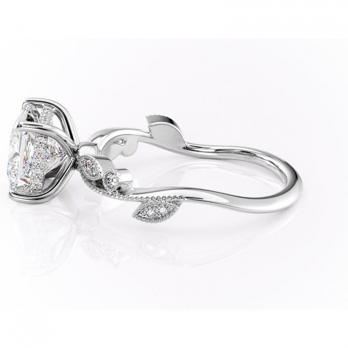 Inel de logodnă Aurelia din aur Alb 14kt cu moissanite tăietură princess – Pietre laterale rafinată pentru profil înalt | Personalizează și configurează gratuit online [6]