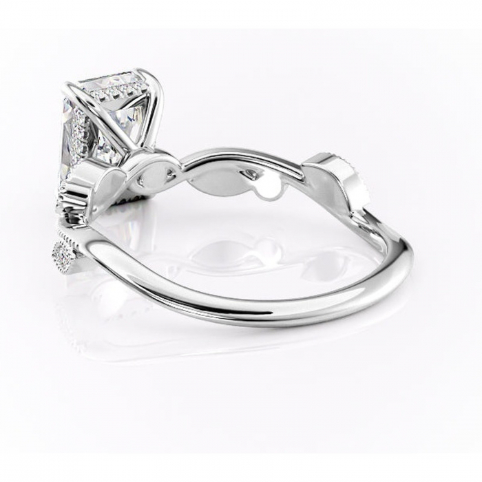 Inel de logodnă Aurelia din aur Alb 18kt cu moissanite tăietură radiantă – Pietre laterale rafinată pentru profil înalt | Personalizează și configurează gratuit online [4]