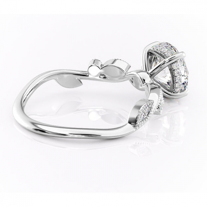 Inel de logodnă Aurelia din aur Alb 14kt cu moissanite tăietură rotundă – Pietre laterale rafinată pentru profil înalt | Personalizează și configurează gratuit online [3]